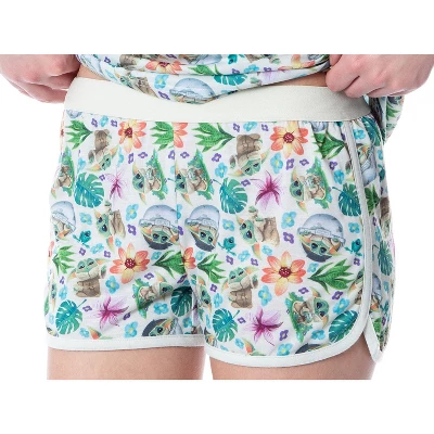 Star Wars Women's The Mandalorian The Child Sleep Pajama Set Short White 2 Star Wars Women's The Mandalorian The Child Sleep Pajama Set Short White - Image 2