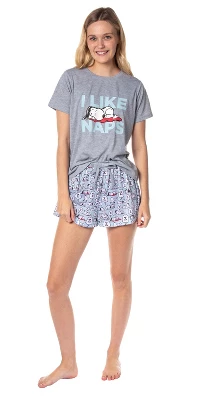 Peanuts Womens' Snoopy I Like Naps Character Sleep Pajama Set Shorts Multicolored 1 Peanuts Womens' Snoopy I Like Naps Character Sleep Pajama Set Shorts Multicolored