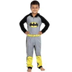 DC Comics Big Boys' Superhero Character Hooded Union Suit Footless Pajamas Costume