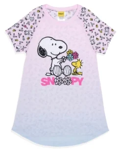 Girls' Peanuts Snoopy Woodstock Flowers Friends Nightgown Pajama Shirt Pink -Pure Wear Store GUEST 02bdb86c 27ba 4d73 9c7c 9805b5edc13d