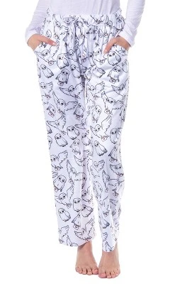 Harry Potter Womens' Hedwig Owl Character Tossed Print Sleep Pajama Pants White 4 Harry Potter Womens' Hedwig Owl Character Tossed Print Sleep Pajama Pants White - Image 4