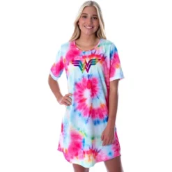 DC Comics Womens Wonder Woman Foil Logo Tie Dye Nightgown Sleep Shirt Multicolored -Pure Wear Store GUEST 0bce7b0b 286e 45ba 8860 5eb1b31ab28d