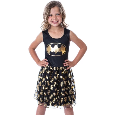 DC Comics Girl's Batman Logo Tank Nightgown Costume Pajama Dress Black 4 DC Comics Girl's Batman Logo Tank Nightgown Costume Pajama Dress Black - Image 4