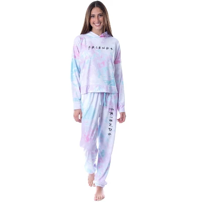 Friends TV Show Logo Tie Dye Womens' Pajama Loungewear Hooded Jogger Set Mulitcolor 4 Friends TV Show Logo Tie Dye Womens' Pajama Loungewear Hooded Jogger Set Mulitcolor - Image 4