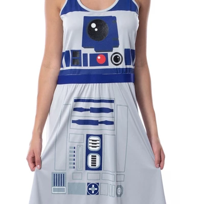 Star Wars Womens' R2-D2 Droid Racerback Pajama Nightgown Costume Dress Grey 2 Star Wars Womens' R2-D2 Droid Racerback Pajama Nightgown Costume Dress Grey - Image 2