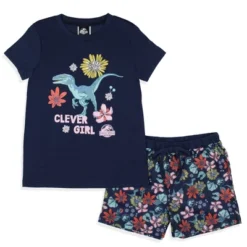 Jurassic World Girls' Movie Film Clever Girl Sleep Pajama Set Shorts Blue -Pure Wear Store GUEST 1311a3e8 96dc 48f6 bcbf 54e27c685db2