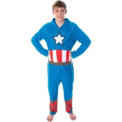 Marvel Men's Captain America Classic Cap Costume Pajama Union Suit Captain Blue -Pure Wear Store GUEST 15ab1719 0765 420b 9b1b c57d0e7e6973