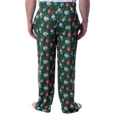 Star Wars Mens' The Mandalorian The Child Christmas Ornaments Pajama Pants Green 2 Star Wars Mens' The Mandalorian The Child Christmas Ornaments Pajama Pants Green - Image 2