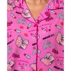 Mean Girls Women's Tossed Sleep Collared Button Down Long-Sleeve Pajama Set