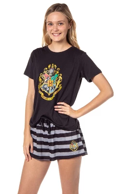 Harry Potter Womens' Wizarding World Hogwarts Crest Sleep Pajama Set Shorts Multicolored 6 Harry Potter Womens' Wizarding World Hogwarts Crest Sleep Pajama Set Shorts Multicolored - Image 6