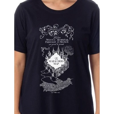 Harry Potter Womens' The Marauder's Map Mischief Managed Nightgown Pajama Black 1 Harry Potter Womens' The Marauder's Map Mischief Managed Nightgown Pajama Black