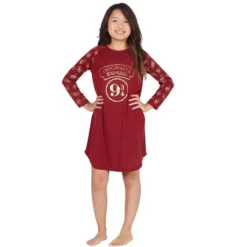 HARRY POTTER 9 3/4 Hogwarts Express Raglan Nightgown Red -Pure Wear Store GUEST 254e9f19 dfe0 4ce3 b145 67d20ca6851a