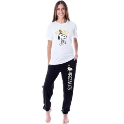 Peanuts Womens' Snoopy Woodstock All Smiles Sleep Jogger Pajama Set -Pure Wear Store GUEST 27fcee83 db12 45b3 af2c 669e587e067c