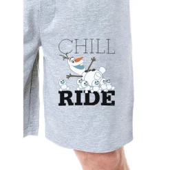 Disney Mens' Frozen Movie Film Olaf Character Chill Ride Sleep Pajama Shorts Grey