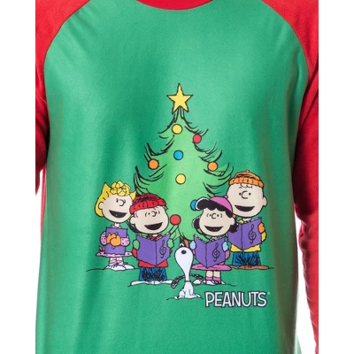 Peanuts Mens' Christmas Holiday Season Sing Along Sleep Pajama Set Green 1 Peanuts Mens' Christmas Holiday Season Sing Along Sleep Pajama Set Green
