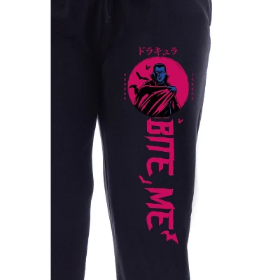 Universal Monsters Womens' Dracula Bite Me Sleep Jogger Pajama Pants Black 1 Universal Monsters Womens' Dracula Bite Me Sleep Jogger Pajama Pants Black