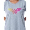 DC Comics Womens' Wonder Woman Superhero Nightgown Sleep Pajama Shirt Grey