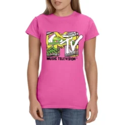 MTV Womens' Music Television Groovy Shoes Icon '80s Crewneck T-Shirt Pink -Pure Wear Store GUEST 310de5d1 0459 45ff 9672 2772f72080bc