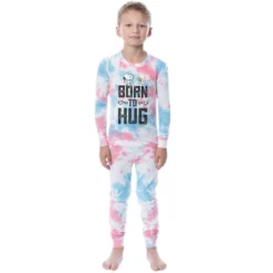 Peanuts Girls' Snoopy Born To Hug Unisex Child 2 Piece Sleep Pajama Set Multicolored