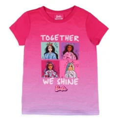 Barbie Girls' Together We Shine Characters Sketch Sleep Pajama Set Shorts Multicolored