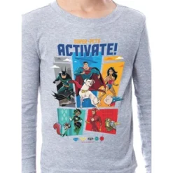 DC League Of Super-Pets Unisex Boys Girls Comic Activate! Sleep Pajama Set Grey