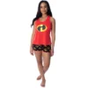 Disney Women's The Incredibles Logo Racerback Tank And Shorts Pajama Set Red