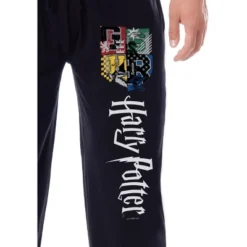 Harry Potter Men's Hogwarts House Crest Sleep Lounge Pajama Pants Black