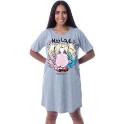 DC Comics Women's Harley Quinn Mad Love Nightgown Sleep Pajama Shirt Grey -Pure Wear Store GUEST 372f2972 3c3d 4bbd b910 547f825a3224