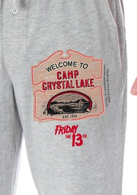 Friday The 13th Men's Welcome To Camp Crystal Lake Loungewear Pajama Pants Heather Grey 2 Friday The 13th Men's Welcome To Camp Crystal Lake Loungewear Pajama Pants Heather Grey - Image 2