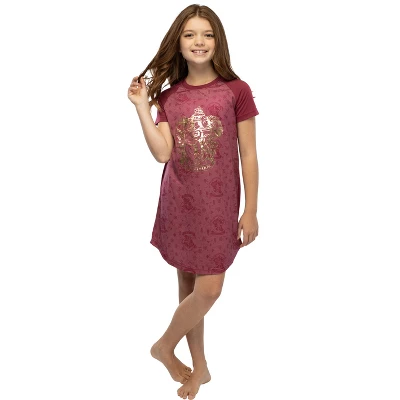 Harry Potter Girls' Foil Print Hogwarts Houses S/S Raglan Nightgown 6 Harry Potter Girls' Foil Print Hogwarts Houses S/S Raglan Nightgown - Image 6