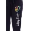 Harry Potter Womens' All Hogwarts House Crest Sleep Jogger Pajama Pants Black