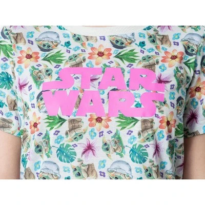 Star Wars Women's The Mandalorian The Child Sleep Pajama Set Short White 3 Star Wars Women's The Mandalorian The Child Sleep Pajama Set Short White - Image 3