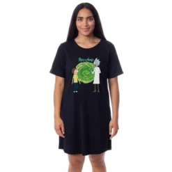 Rick And Morty Womens' TV Show Series Portal Nightgown Sleep Pajama Shirt Black -Pure Wear Store GUEST 3af9f9a5 ec66 4d3b a665 d300caedc45d
