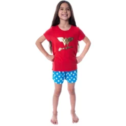 DC Comics Girls' Wonder Woman Gold Foil Logo Shirt And Shorts Pajama Set WW Logo -Pure Wear Store GUEST 3c8707fd 9534 4e44 9757 cd8e53ba62cd