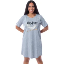 Harry Potter Womens' Wizarding World Broomstick Nightgown Pajama Shirt Grey -Pure Wear Store GUEST 3c9c3c0a 3630 458f 9755 dd7a7680c513