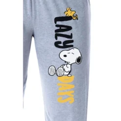 Peanuts Womens' Snoopy And Woodstock Lazy Days Sleep Pajama Pants Grey