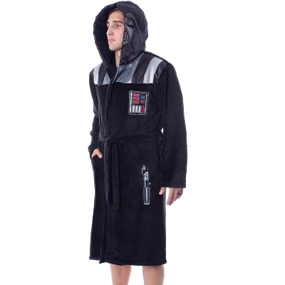 Star Wars Mens Darth Vader Costume Fleece Robe Bathrobe Black 5 Star Wars Mens Darth Vader Costume Fleece Robe Bathrobe Black - Image 5