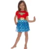 DC Comics Girls Wonder Woman Gold Foil Logo 3 Tiered Costume Pajama Nightgown Multicolored