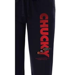 Chucky Womens' Doll Character Movie Film Title Logo Sleep Pajama Pants Black
