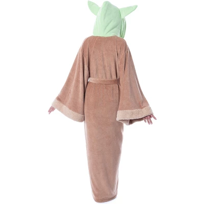 Star Wars The Mandalorian Grogu Baby Yoda Costume Adult Robe Hooded Bathrobe Brown 3 Star Wars The Mandalorian Grogu Baby Yoda Costume Adult Robe Hooded Bathrobe Brown - Image 3