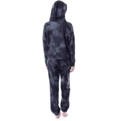 Harry Potter Womens' Hogwarts Crest Tie Dye Cropped Hooded Jogger Set Black