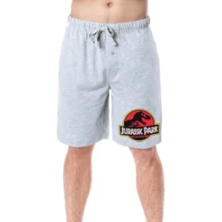Jurassic Park Mens' Dinosaur Film Movie Park Logo Sleep Pajama Shorts Grey -Pure Wear Store GUEST 41fed24b 9bce 4dfc 925d 21e3669ec1f8