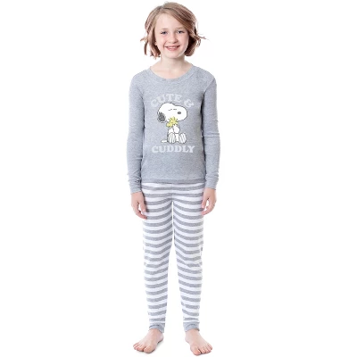Peanuts Girls' Child Unisex Snoopy Woodstock Cute & Cuddly Sleep Pajama Set Grey 3 Peanuts Girls' Child Unisex Snoopy Woodstock Cute & Cuddly Sleep Pajama Set Grey - Image 3