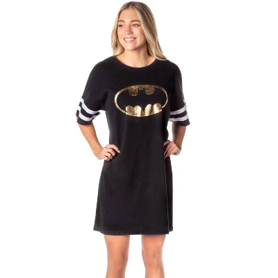 DC Comics Womens' Batman Classic Symbol Nightgown Pajama Shirt Dress Black 4 DC Comics Womens' Batman Classic Symbol Nightgown Pajama Shirt Dress Black - Image 4