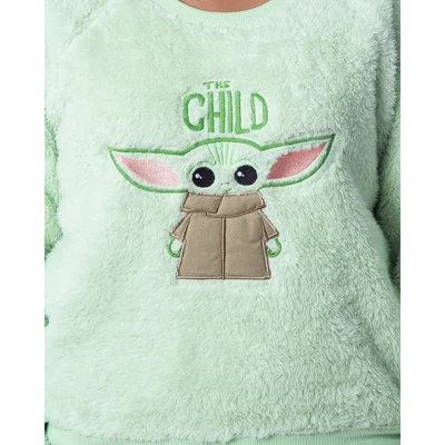 Star Wars Womens' The Mandalorian The Child Sweater And Short Pajama Set Green 2 Star Wars Womens' The Mandalorian The Child Sweater And Short Pajama Set Green - Image 2