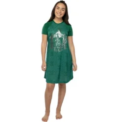 Harry Potter Juniors' Foil Print Hogwart Houses Raglan Nightgown Pajama -Pure Wear Store GUEST 4afc86d2 46f1 493f 95f1 a929a4b138e2