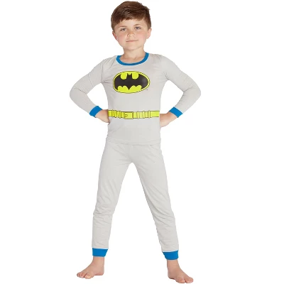 DC Comics Big Boys Batman Costume Pajama Set, Gray, 4 Grey 1 DC Comics Big Boys Batman Costume Pajama Set, Gray, 4 Grey