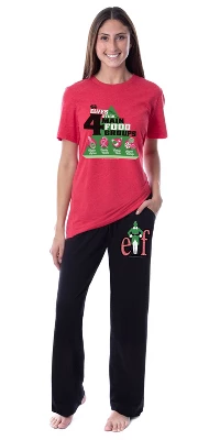 Elf The Movie Womens' Buddy Elves Four Main Food Groups Sleep Pajama Set Multicolored 3 Elf The Movie Womens' Buddy Elves Four Main Food Groups Sleep Pajama Set Multicolored - Image 3