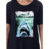 Jaws Womens' Film Movie Title Logo Distressed Nightgown Sleep Pajama Shirt Black