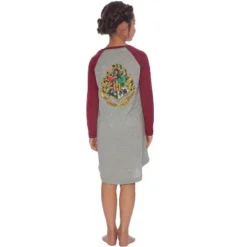 Harry Potter Long Sleeve Hogwarts Raglan Night Gown Grey